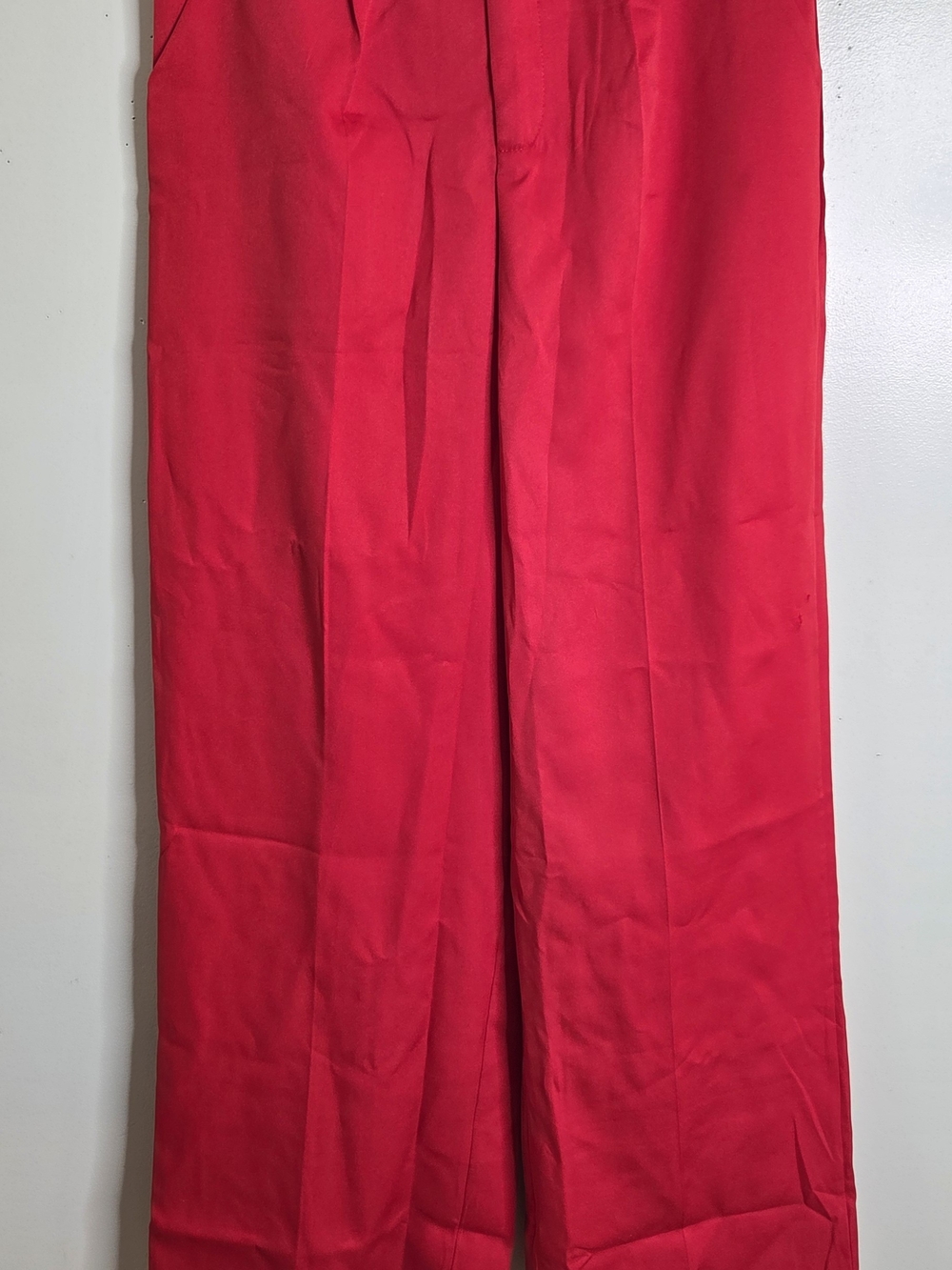 Red Trousers Pants Wide Leg